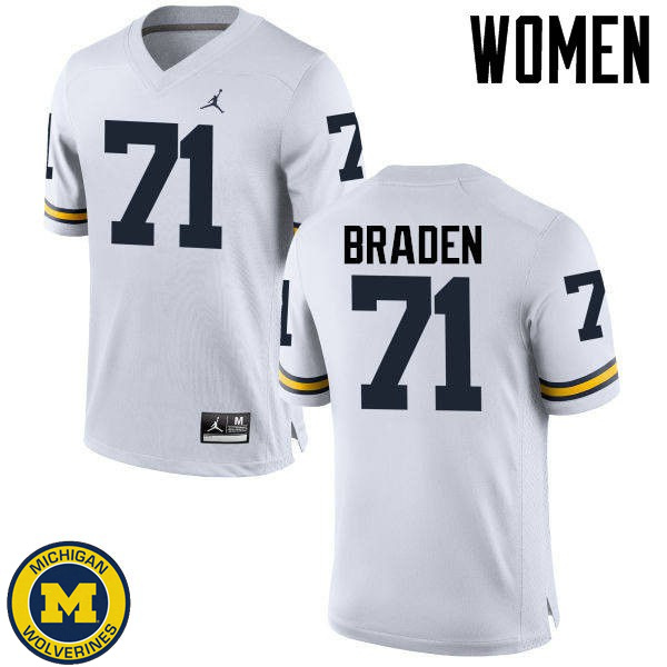 Womens University of Michigan #71 Ben Braden White High School Jersey